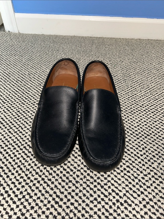 Polo by Ralph Lauren Black Leather Slip-On Driving Loafers